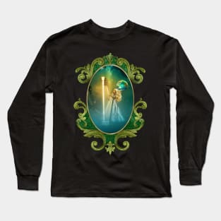 Beautiful fairy playing a harp in the sky Long Sleeve T-Shirt